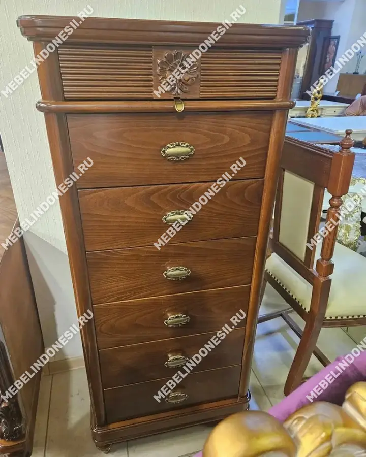 Комод высокий "Бурбон" Орех BJ836  купить в интернет магазине Мебель из массива. Звоните +7 495 961-63-63 Комоды из массива дерева