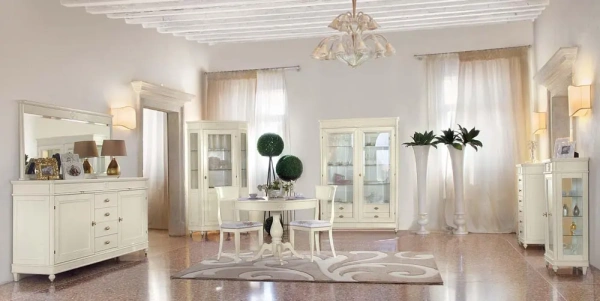 Буфет с зеркалом "Мария Сильва" Слоновая кость MS909-MS917  купить в интернет магазине Мебель из массива. Звоните +7 495 961-63-63 Столовые